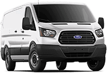 White Ford Transit, spacious cargo van.